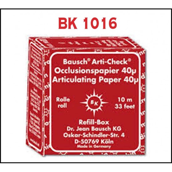 Articulating Paper 40 Microns Refill Box BK 1016 Articulating Paper 40 Microns Refill Box BK 1016 BAUSCH Articulating Papers Rs.872.54