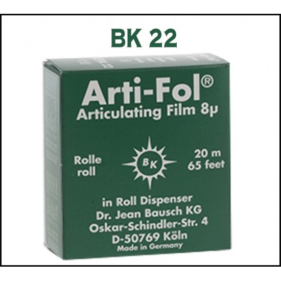 Arti-Fol Plastic With Dispenser 8 Micron BK 22 Arti-Fol Plastic With Dispenser 8 Micron BK 22 BAUSCH Articulating Papers Rs.1,447.62