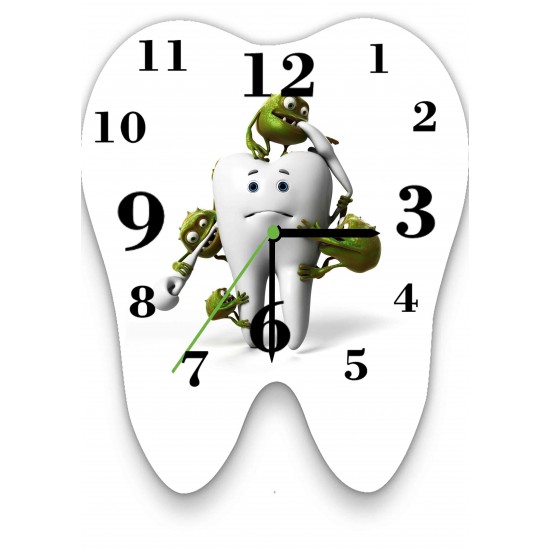 Tooth with Bacteria Wall Clock Zahnsply Clocks Rs.491.07