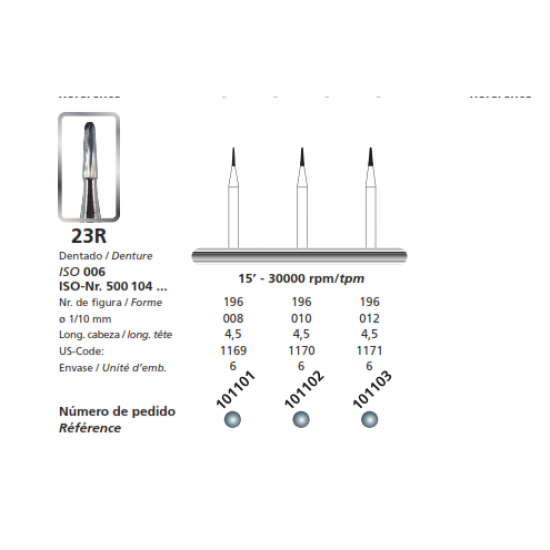 Dia Carbide Bur Flatfissure S+ - Pack of 6 DFS Lab Carbide Burs Rs.1,098.21