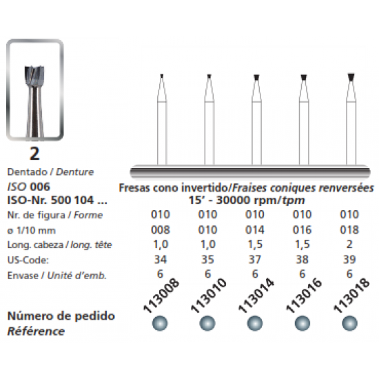 Dia Carbide Bur Inverted Cone Bur - Pack of 6 DFS Lab Carbide Burs Rs.1,111.60
