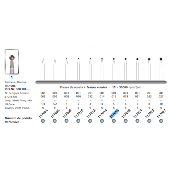 Dia Carbide Bur Round Small - Pack of 6 DFS Lab Carbide Burs Rs.1,111.60