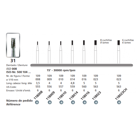 Dia Carbide Bur Flatfissure Small - Pack of 6 DFS Lab Carbide Burs Rs.1,111.60