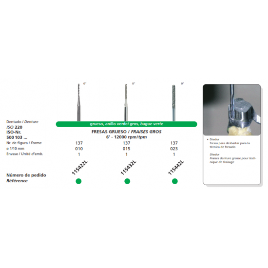 Milling Bur Coarse 0 Degree 115422L DFS Milling Burs Rs.1,107.14