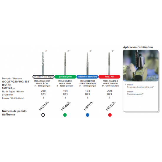 Milling Bur Fine 2 Degree 115127L DFS Milling Burs Rs.1,049.10