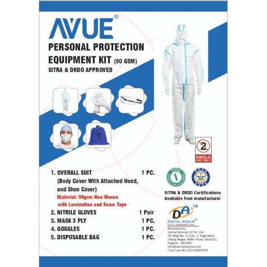 Covid Protective White PPE Kit - 90 GSM Dental Avenue COVID PROTECTION Rs.848.21