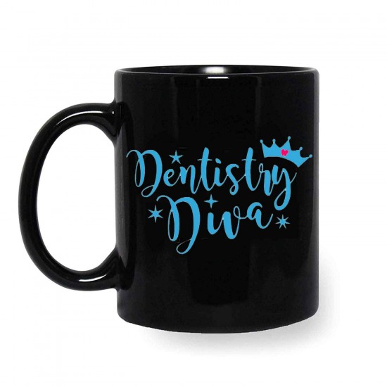 Dentistry Diva Black Coffee Mug Zahnsply Dental Coffee Mugs Rs.223.21