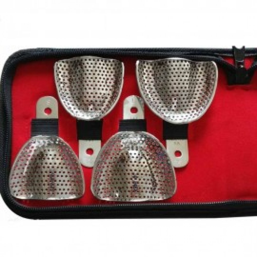 6-Pack Stainless Steel Perforated Edentulous Impression Trays – Dental, Autoclavable