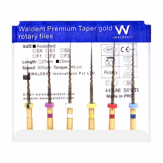 Premium Taper Gold Rotary Files WALDENT Rotary Files Rs.1,066.96
